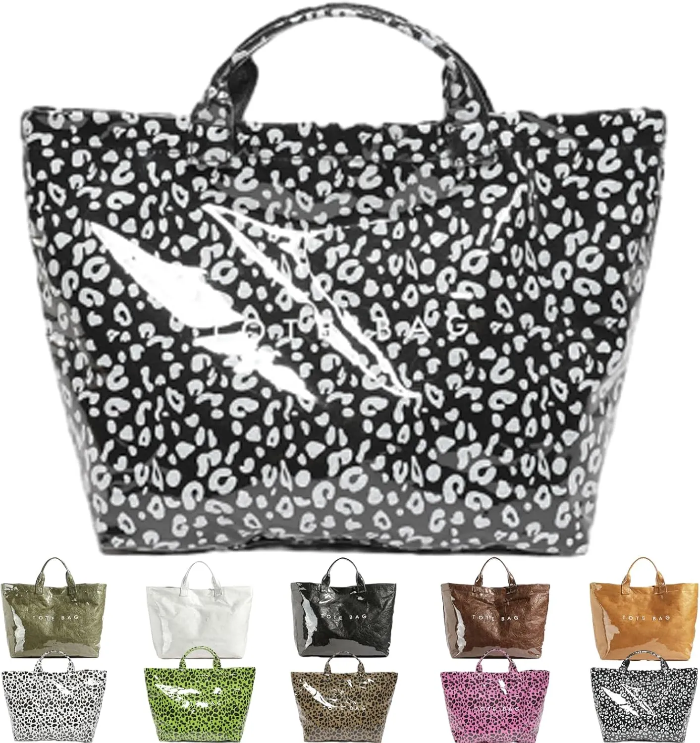 Stellaya Tote Bag, Womens Letters Print Tote Bag, Fashion Large Handle PVC Kraft Paper Handbag for Travel, Work