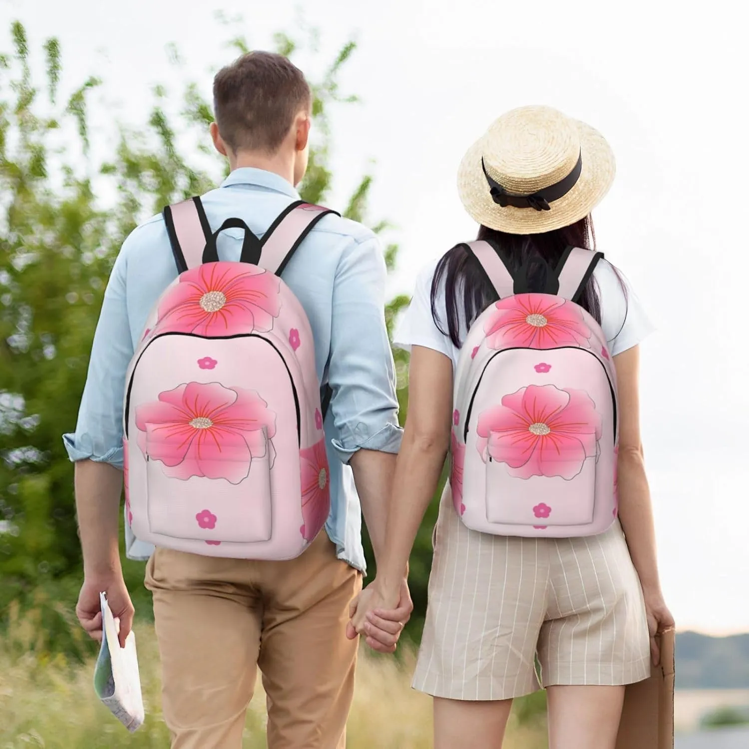 Stylish Canvas Casual Lightweight Backpack For Men, Women,Blooming Carnations Laptop Travel Rucksack