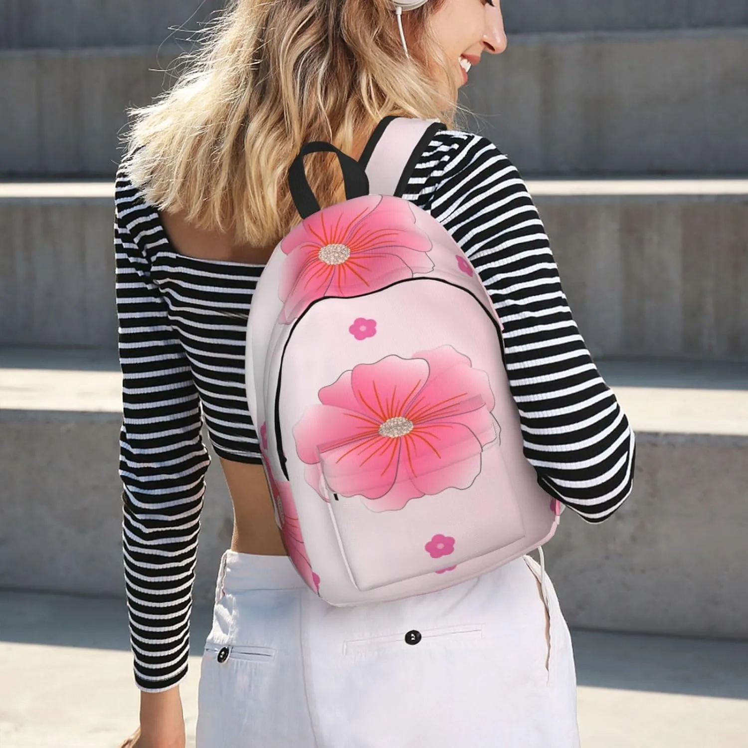 Stylish Canvas Casual Lightweight Backpack For Men, Women,Blooming Carnations Laptop Travel Rucksack