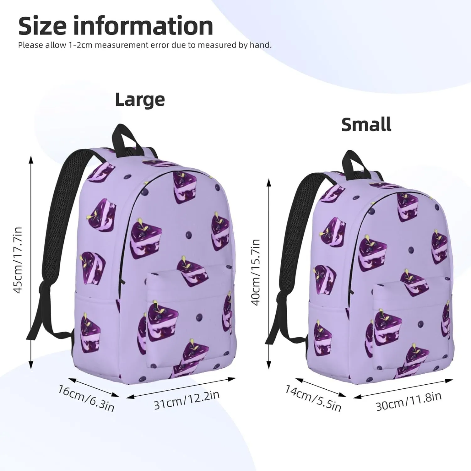 Stylish Canvas Casual Lightweight Backpack For Men, Women,Blueberry Cake Laptop Travel Rucksack, Medium
