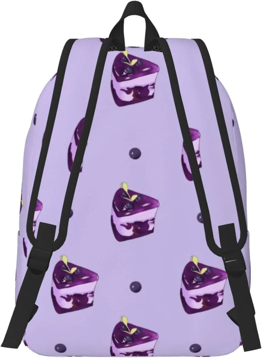 Stylish Canvas Casual Lightweight Backpack For Men, Women,Blueberry Cake Laptop Travel Rucksack, Medium