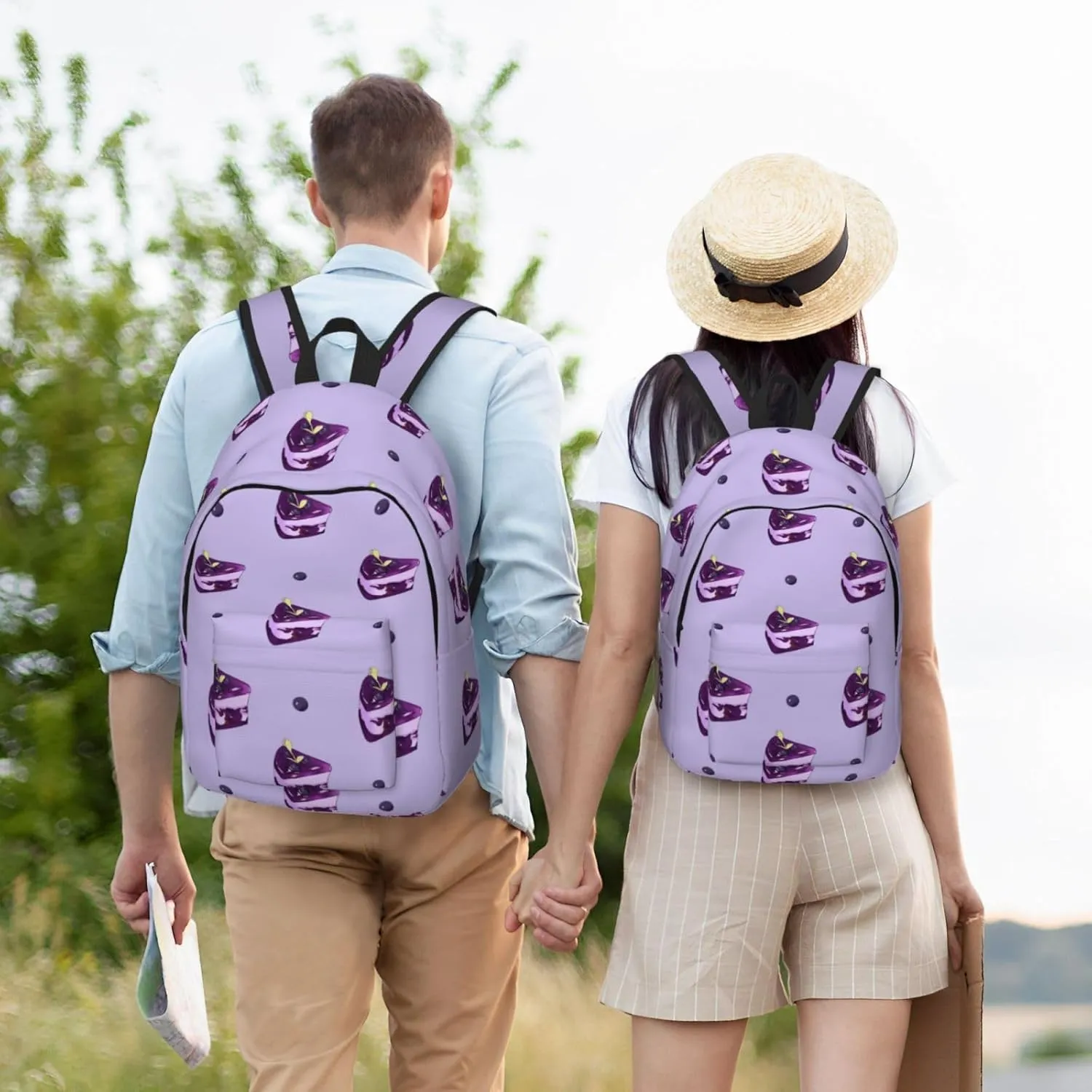 Stylish Canvas Casual Lightweight Backpack For Men, Women,Blueberry Cake Laptop Travel Rucksack, Medium