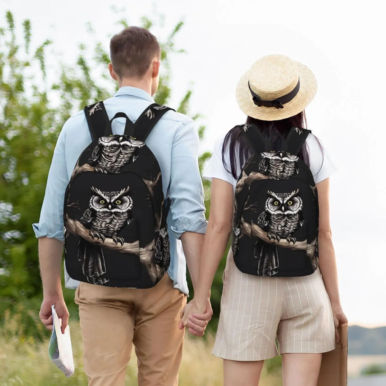 Stylish Canvas Casual Lightweight Backpack For Men, Women,Late Night Owl Laptop Travel Rucksack
