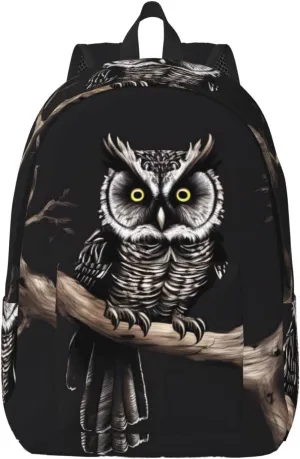 Stylish Canvas Casual Lightweight Backpack For Men, Women,Late Night Owl Laptop Travel Rucksack
