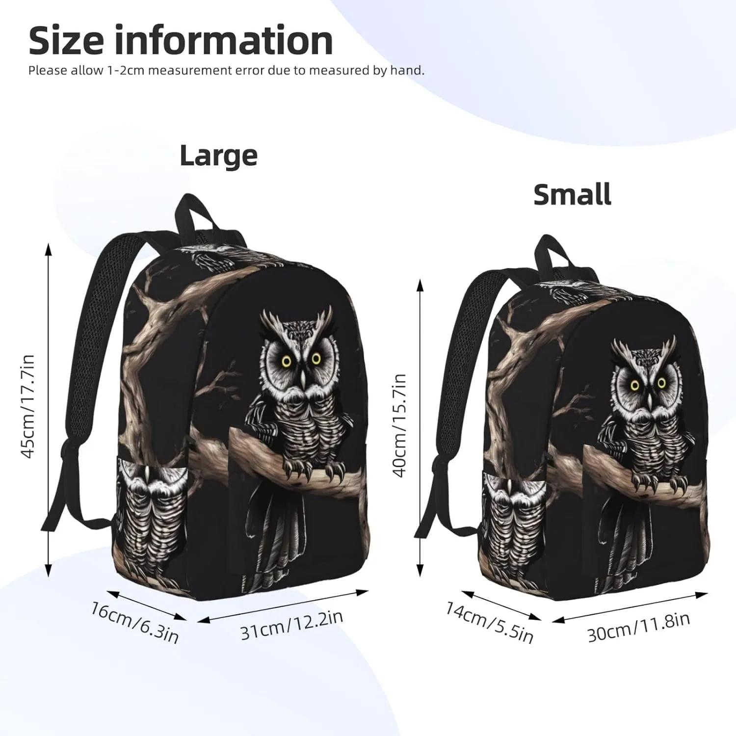 Stylish Canvas Casual Lightweight Backpack For Men, Women,Late Night Owl Laptop Travel Rucksack