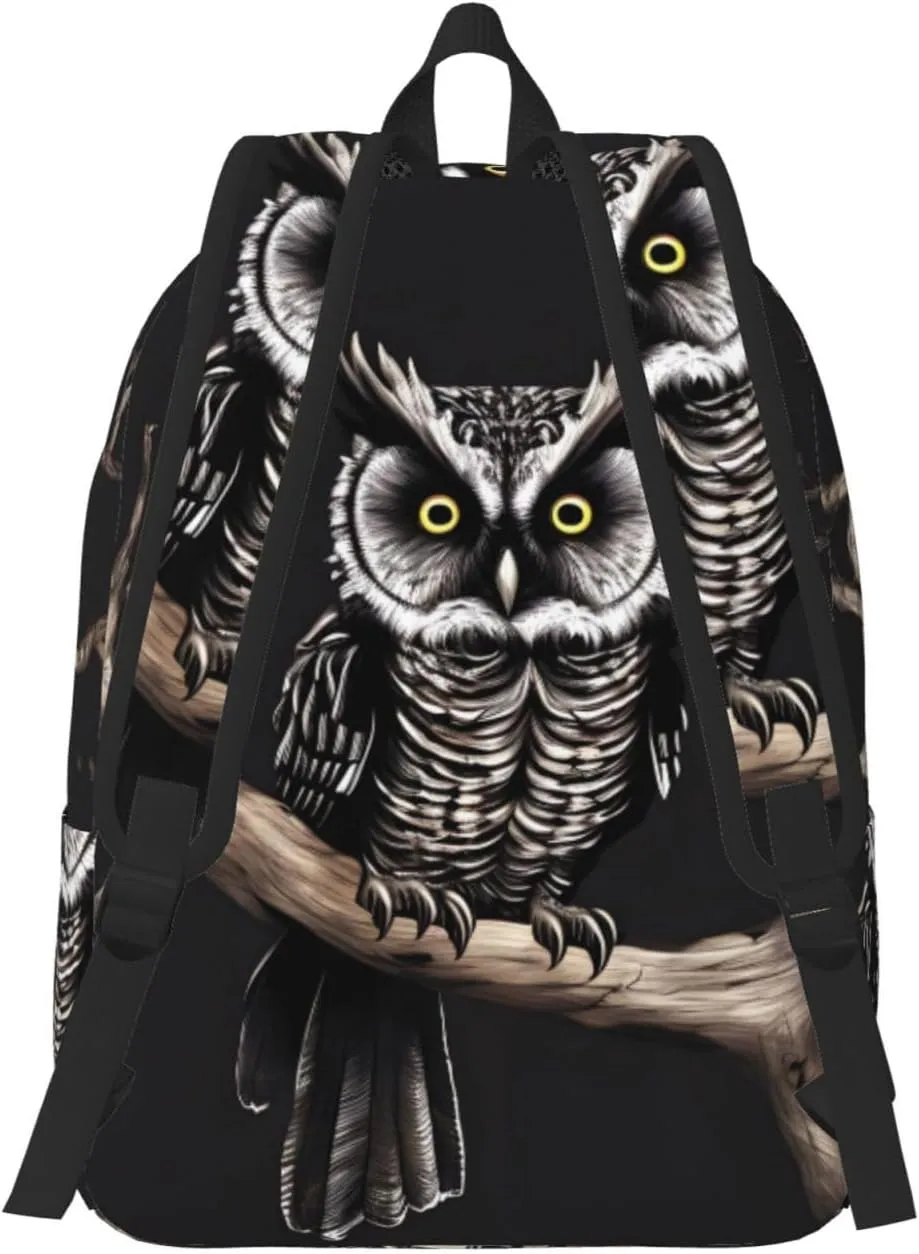 Stylish Canvas Casual Lightweight Backpack For Men, Women,Late Night Owl Laptop Travel Rucksack