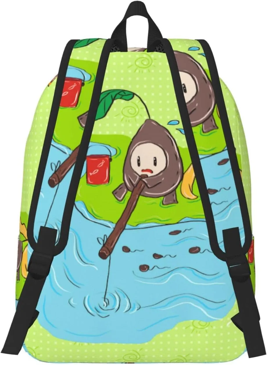 Stylish Canvas Casual Lightweight Backpack For Men, Women,Sunflower Seeds Fishing Laptop Travel Rucksack
