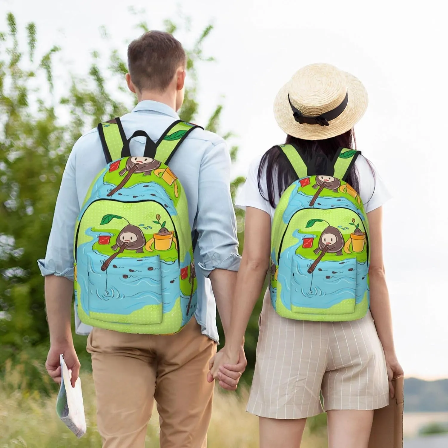 Stylish Canvas Casual Lightweight Backpack For Men, Women,Sunflower Seeds Fishing Laptop Travel Rucksack
