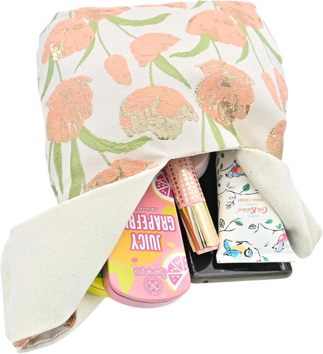 Stylish Cotton Japanese Pattern Wrist Bag Sleeve Knot Pouch Portable Canvas Tote Purse for Female, Women