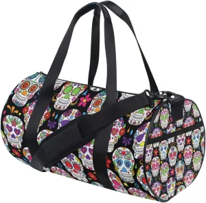 Sugar Skull Duffel Bag,Canvas Travel Bag for Gym Sports and Overnight