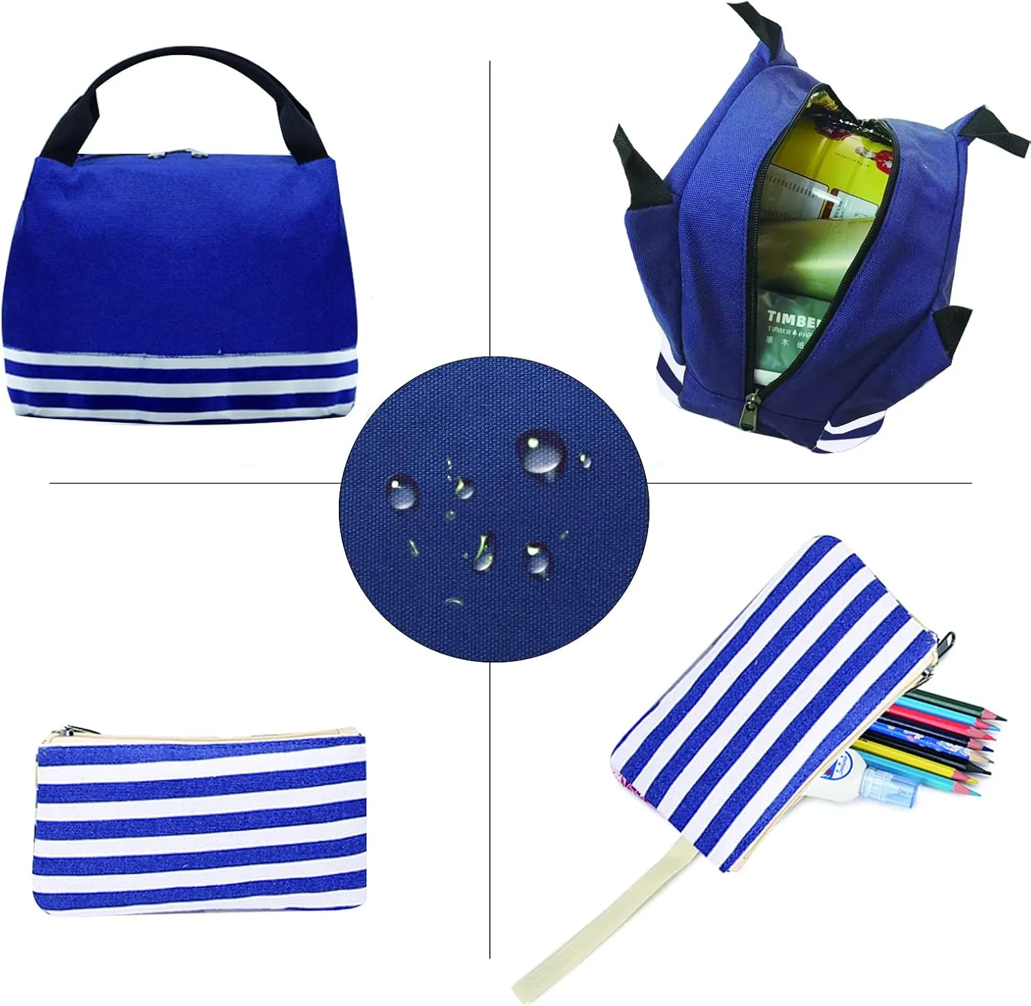 Sunborls Backpack for Teen Girls Lightweight High-capacity Middle Student Bookbag Women Backpack With Insulated Lunch bag Pencil Bags Student Bookbags 3Pcs(dark blue)