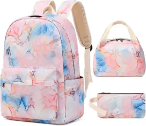 Sunborls Backpack for Teen Girls Lightweight High-Capacity Student Bookbag Women Backpack With Lunch Bag Pencil Bags Student Bookbags 3pcs（Light Pink）