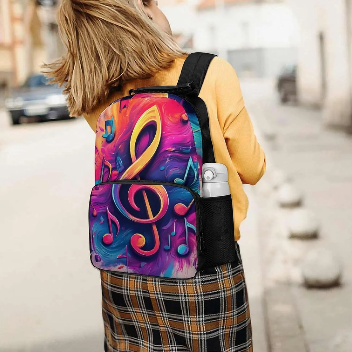 Supdreamc Abstract Music Notes Art Rucksack Polyester Anti-Theft Multipurpose Carry On Bag Large Capacity Travel and Sport Backpack Rucksack With Smooth Zippers