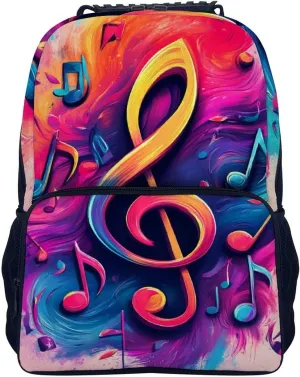 Supdreamc Abstract Music Notes Art Rucksack Polyester Anti-Theft Multipurpose Carry On Bag Large Capacity Travel and Sport Backpack Rucksack With Smooth Zippers