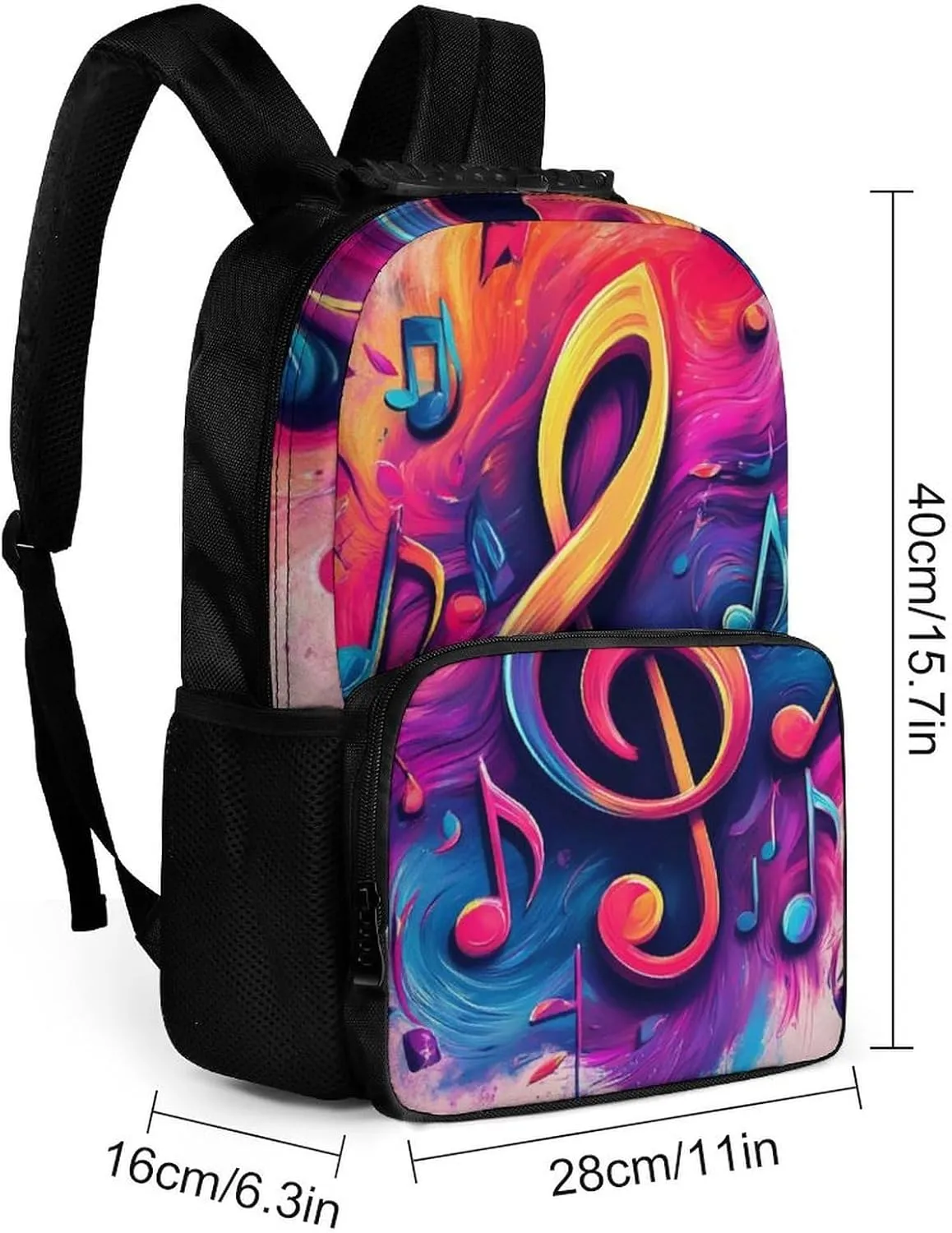 Supdreamc Abstract Music Notes Art Rucksack Polyester Anti-Theft Multipurpose Carry On Bag Large Capacity Travel and Sport Backpack Rucksack With Smooth Zippers