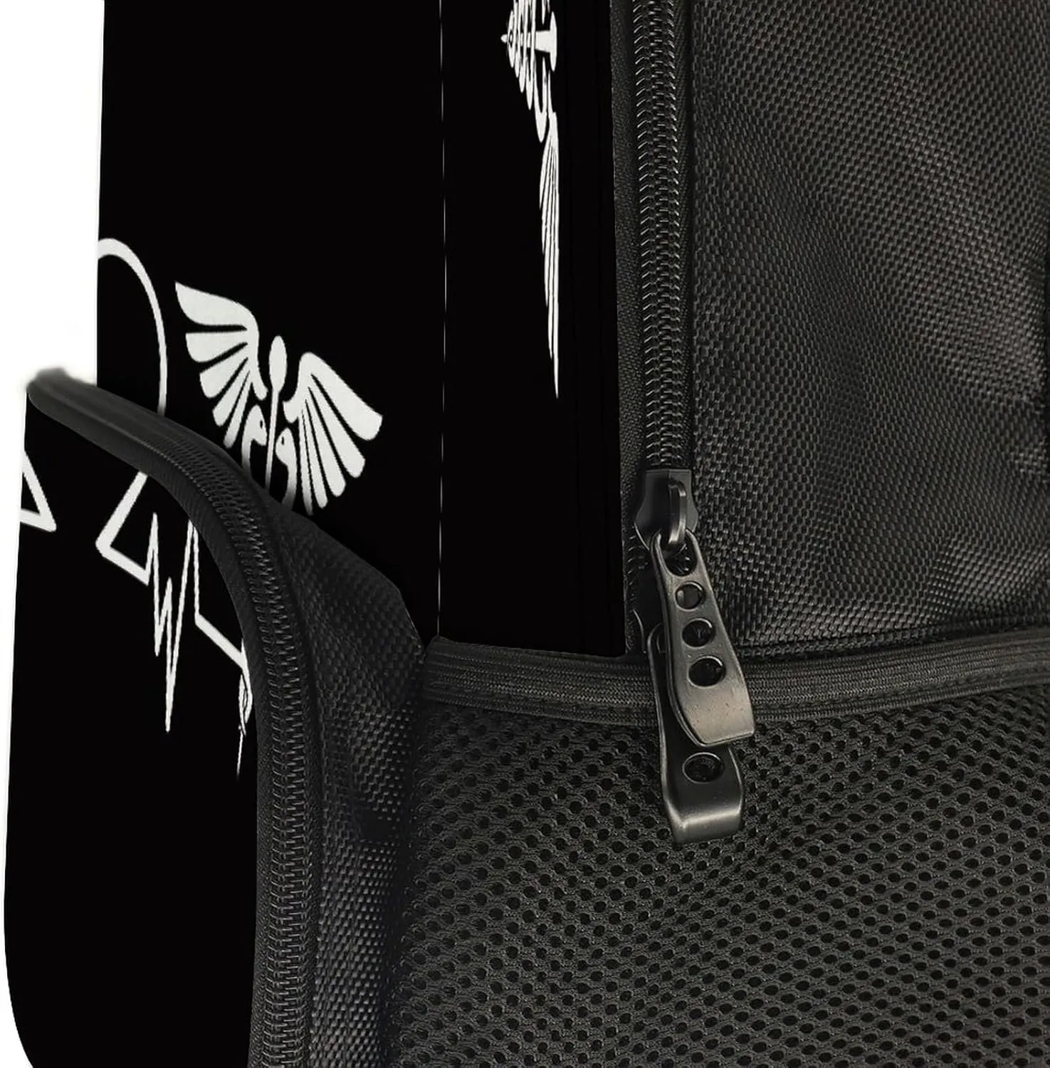 Supdreamc Love Heart Nurse Heartbeat Black And White Rucksack Polyester Anti-Theft Multipurpose Carry On Bag Large Capacity Travel and Sport Backpack Rucksack With Smooth Zippers