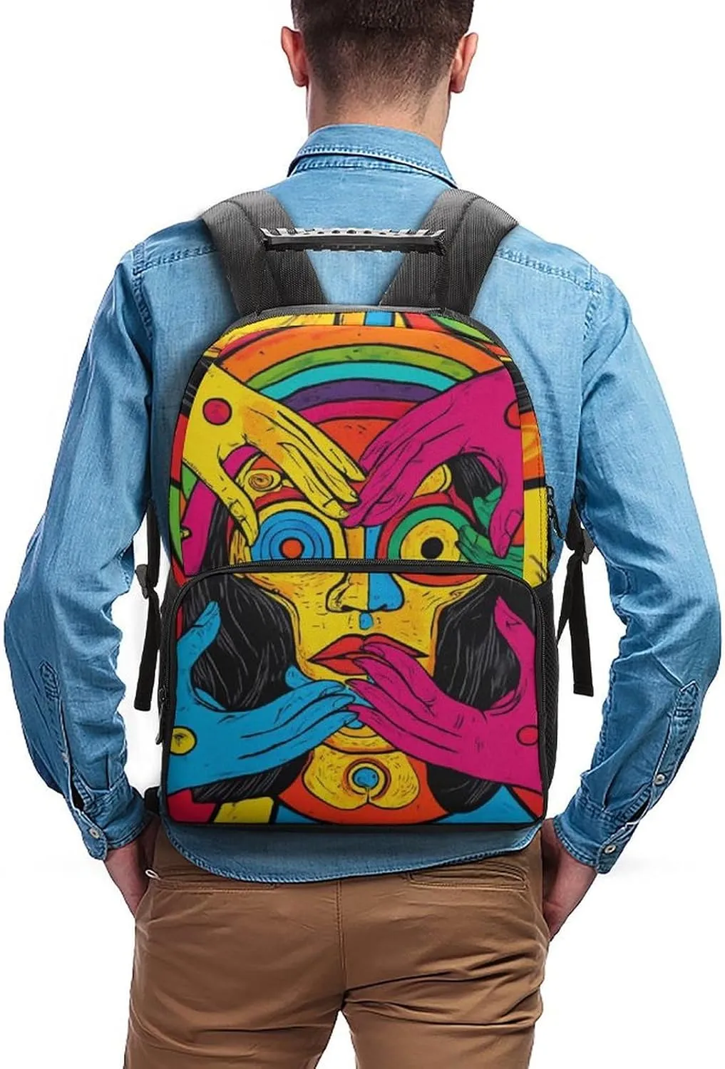 Supdreamc Rucksack Multipurpose Anti-Theft Big Capacity Shoulder Bag - Abstract Graffiti Paint Travel Hiking & Camping Rucksack With Side Pockets
