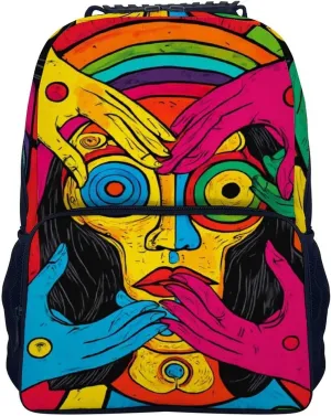Supdreamc Rucksack Multipurpose Anti-Theft Big Capacity Shoulder Bag - Abstract Graffiti Paint Travel Hiking & Camping Rucksack With Side Pockets