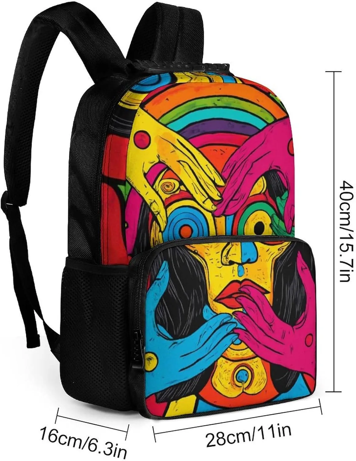 Supdreamc Rucksack Multipurpose Anti-Theft Big Capacity Shoulder Bag - Abstract Graffiti Paint Travel Hiking & Camping Rucksack With Side Pockets