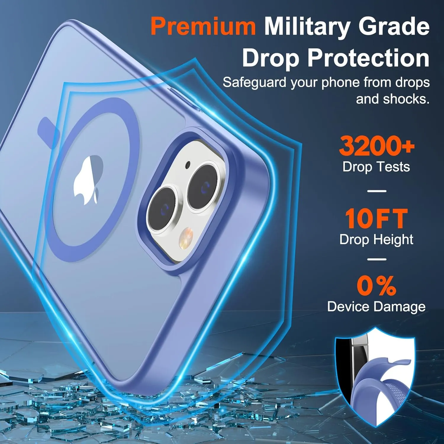 SUPFINE Magnetic for iPhone 14 Case & iPhone 13 Case (Compatible with MagSafe) (Military Grade Drop Protection) Slim Translucent Matte Shockproof Phone Cover,Blue Purple