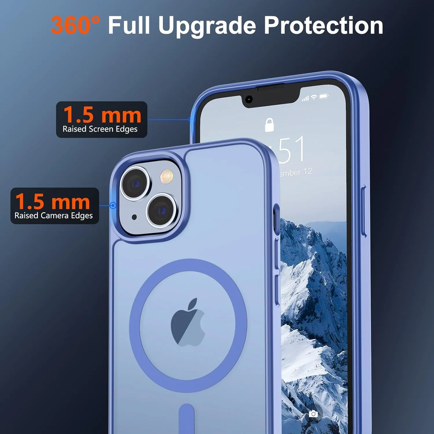SUPFINE Magnetic for iPhone 14 Case & iPhone 13 Case (Compatible with MagSafe) (Military Grade Drop Protection) Slim Translucent Matte Shockproof Phone Cover,Blue Purple