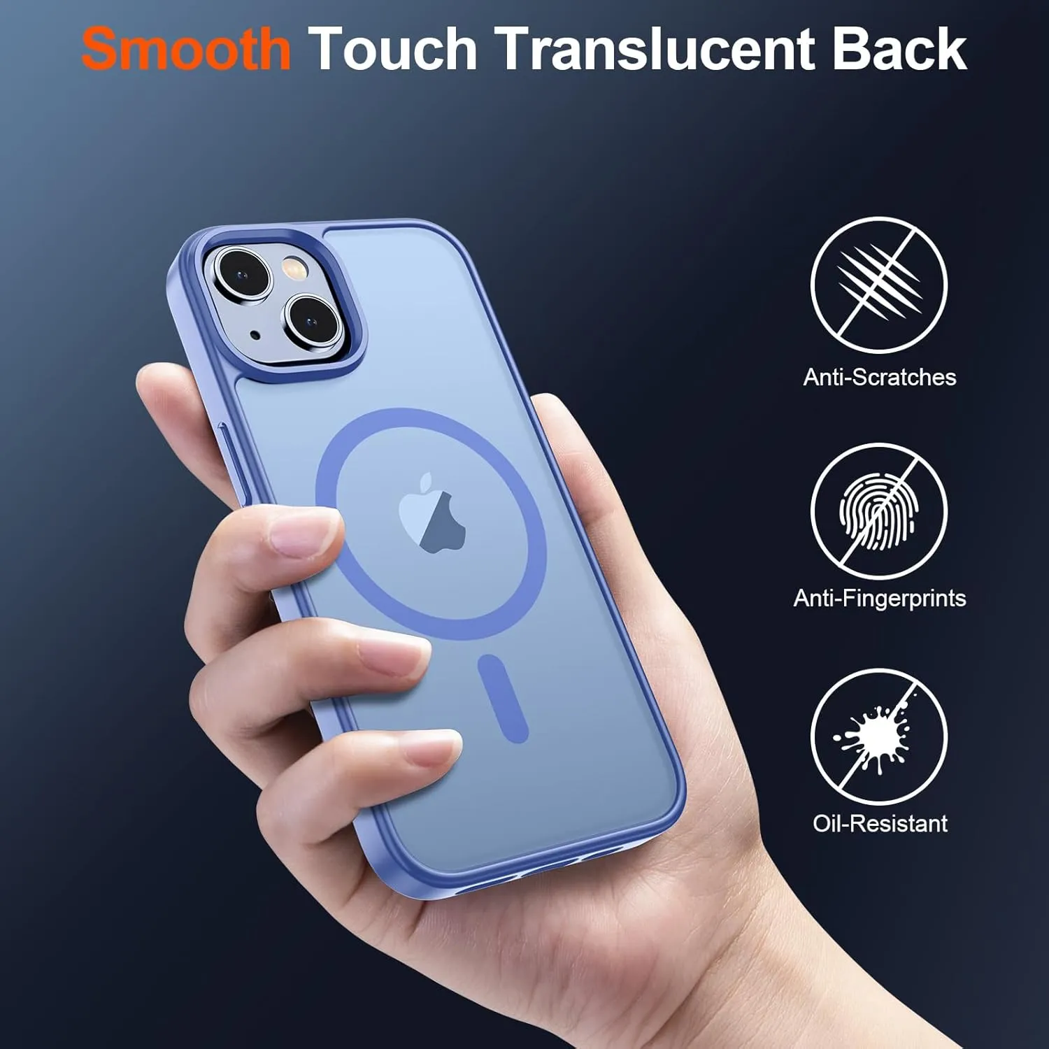SUPFINE Magnetic for iPhone 14 Case & iPhone 13 Case (Compatible with MagSafe) (Military Grade Drop Protection) Slim Translucent Matte Shockproof Phone Cover,Blue Purple
