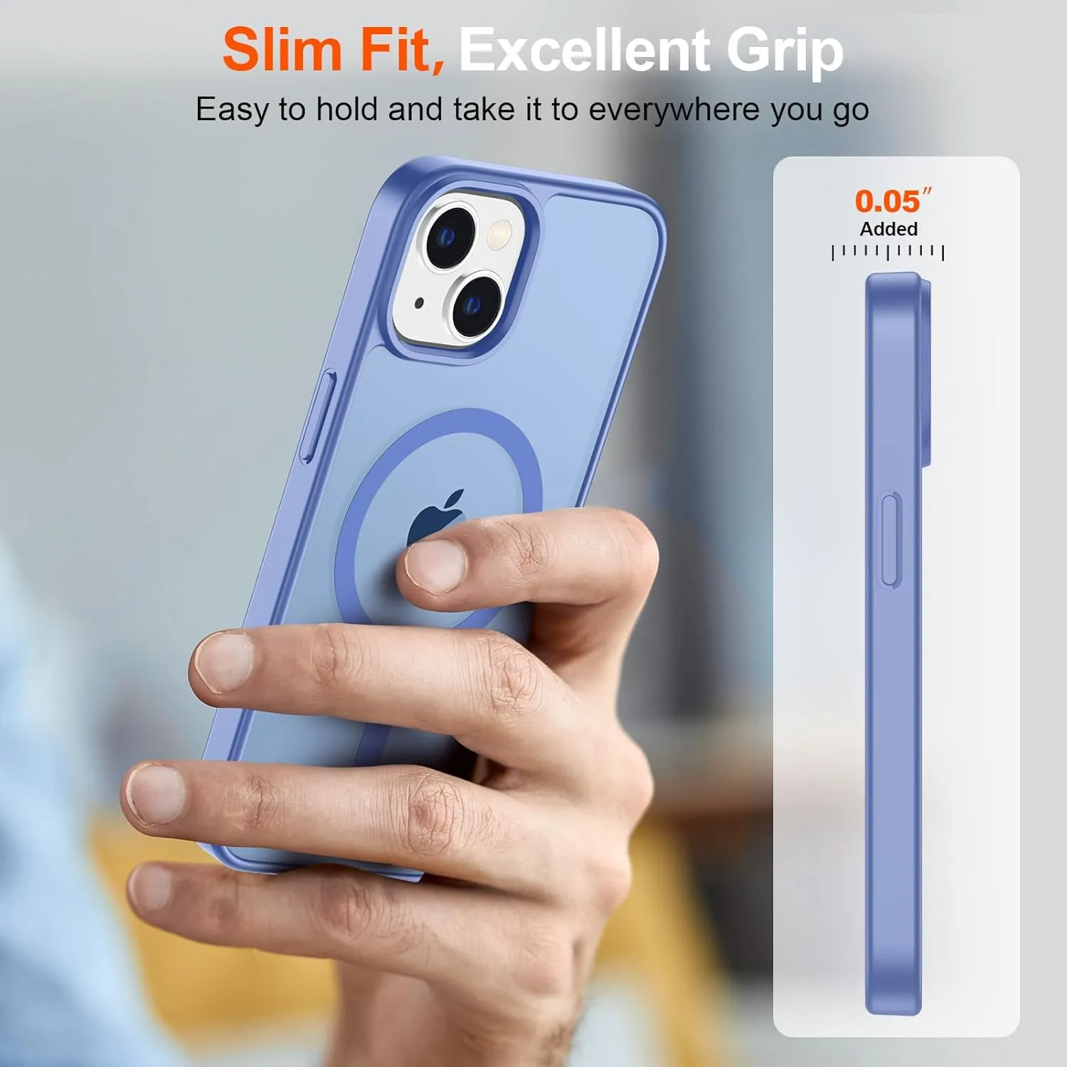 SUPFINE Magnetic for iPhone 14 Case & iPhone 13 Case (Compatible with MagSafe) (Military Grade Drop Protection) Slim Translucent Matte Shockproof Phone Cover,Blue Purple