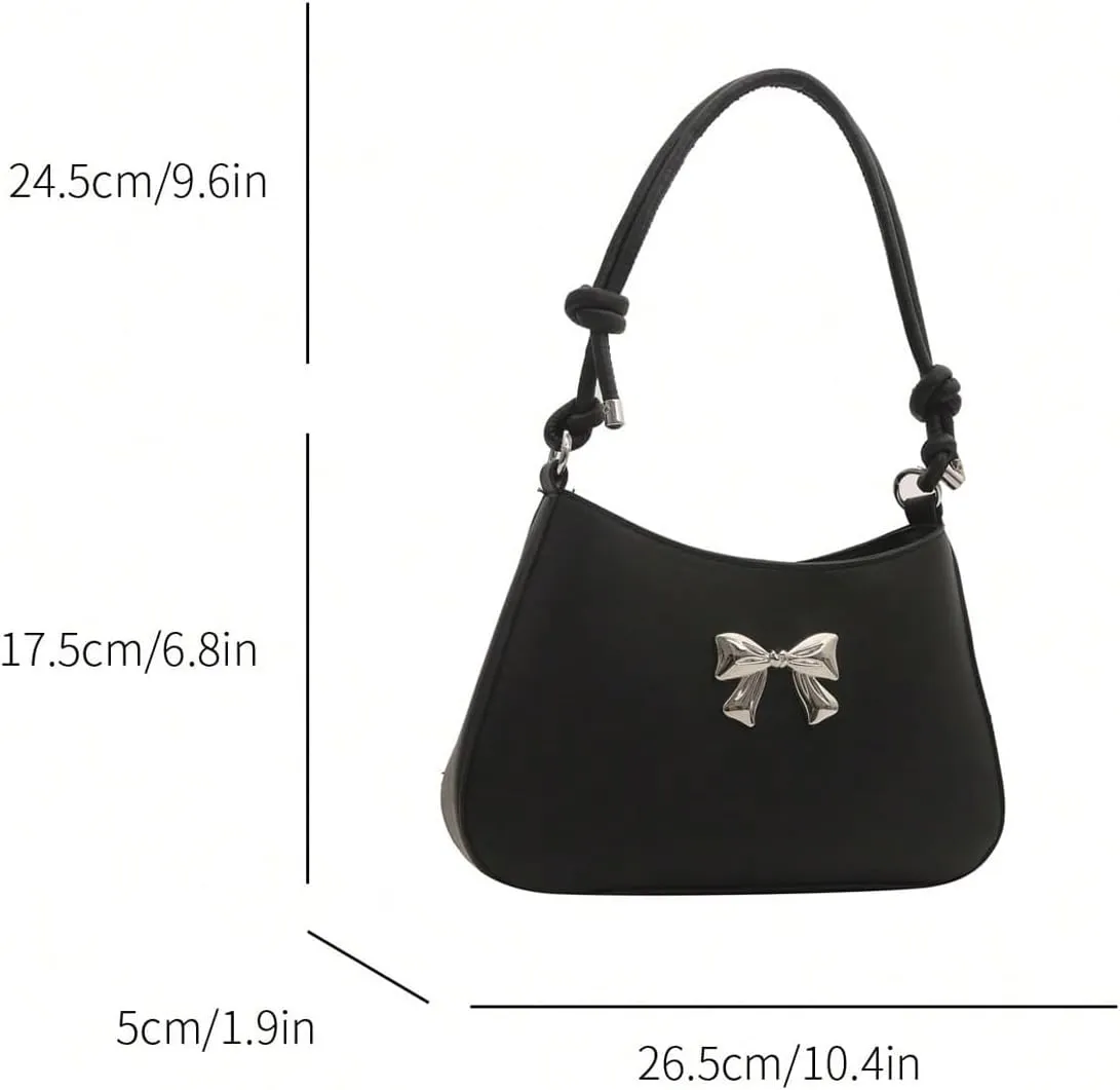 SweatyRocks Women's Metal Decor Zipper Shoulder Bag Double Handle PU Leather Handbag with Adjustable Strap