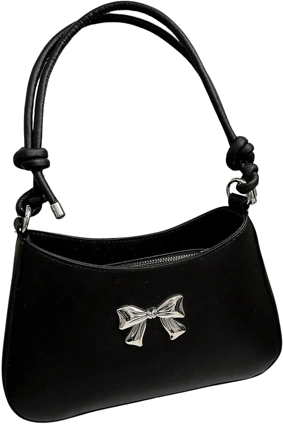 SweatyRocks Women's Metal Decor Zipper Shoulder Bag Double Handle PU Leather Handbag with Adjustable Strap