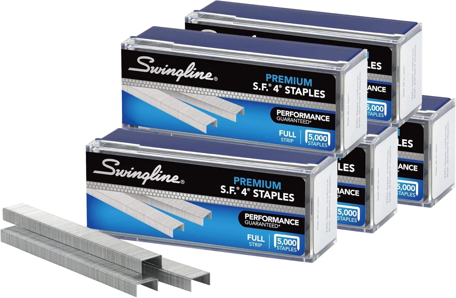 Swingline Staples, 5 Pack, S.F. 4, Premium, 1/4" Length, 210/Strip, 5000/Box (35481)