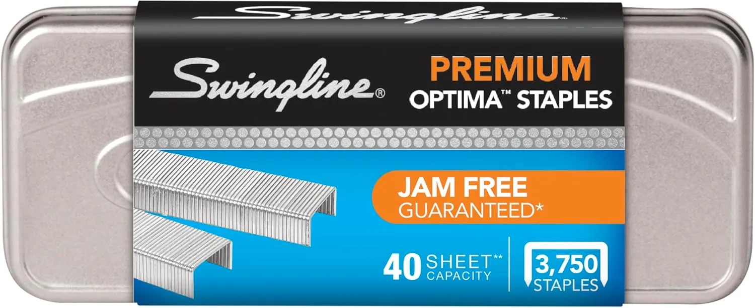 Swingline Staples, Optima, Premium, 1/4" Length, Jam Free, 210 Per Strip, 3,750/Box, 5 Pack (S7035565)