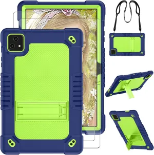 Tablet Case for T-Mobile Revvl Tab 5G,Shockproof Heavy Duty Protective Cover with Kickstand Shoulder Strap Shell Case Fit for T-Mobile Revvl Tab 5G 2023 Screen Protector (Navy/Green,2 Pack)