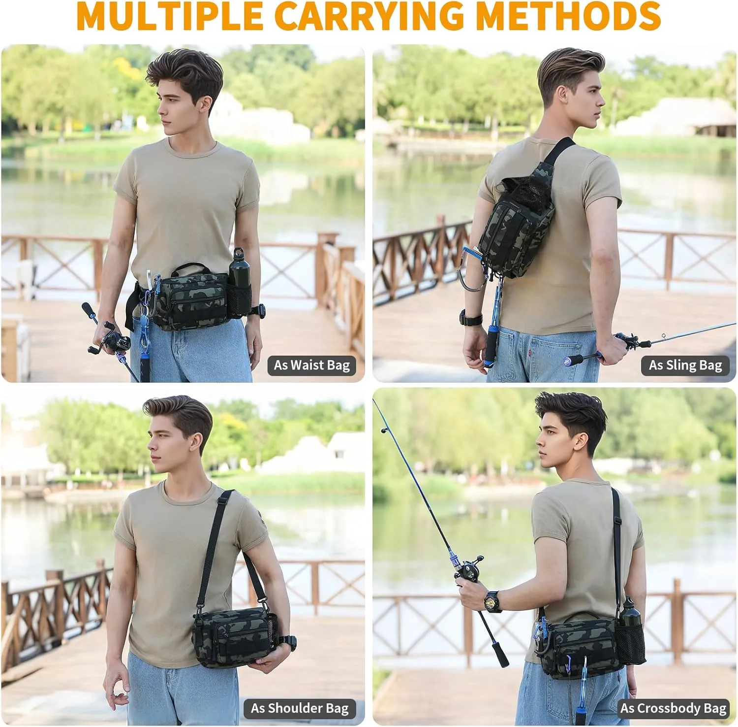 Tactical Fanny Pack Portable Military Waist Bum Bag for Men Women (#R-Camo Black)