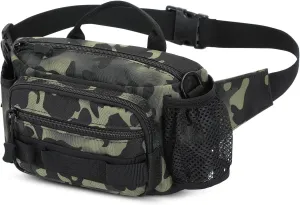 Tactical Fanny Pack Portable Military Waist Bum Bag for Men Women (#R-Camo Black)