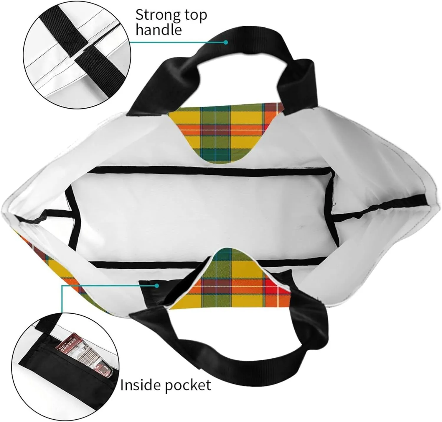 Tartan Tote Bag For Women Weekender Travel Bag Reusable Grocery Bags Large Totes Handbags
