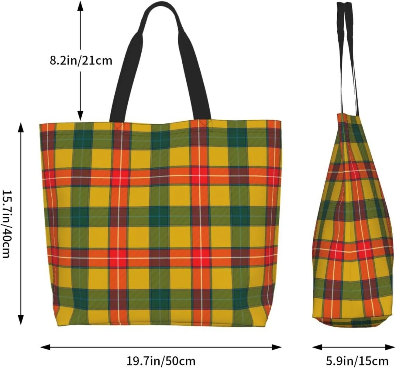 Tartan Tote Bag For Women Weekender Travel Bag Reusable Grocery Bags Large Totes Handbags