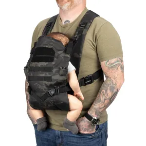 TBG - Mens Tactical Baby Carrier for Infants and Toddlers 8-33 lbs - Compact (Black Camo)