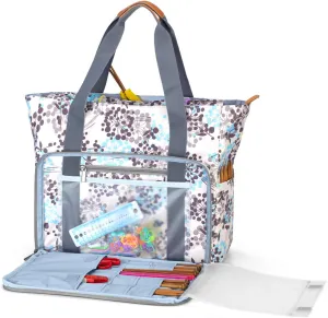 Teamoy Knitting Bag, Travel Yarn Storage Tote Organizer for Yarn, Unfinished Project, Crochet Hooks, Knitting Needles and Accessories, Lightweight, Water-resistant, Large Capacity, Dandelion