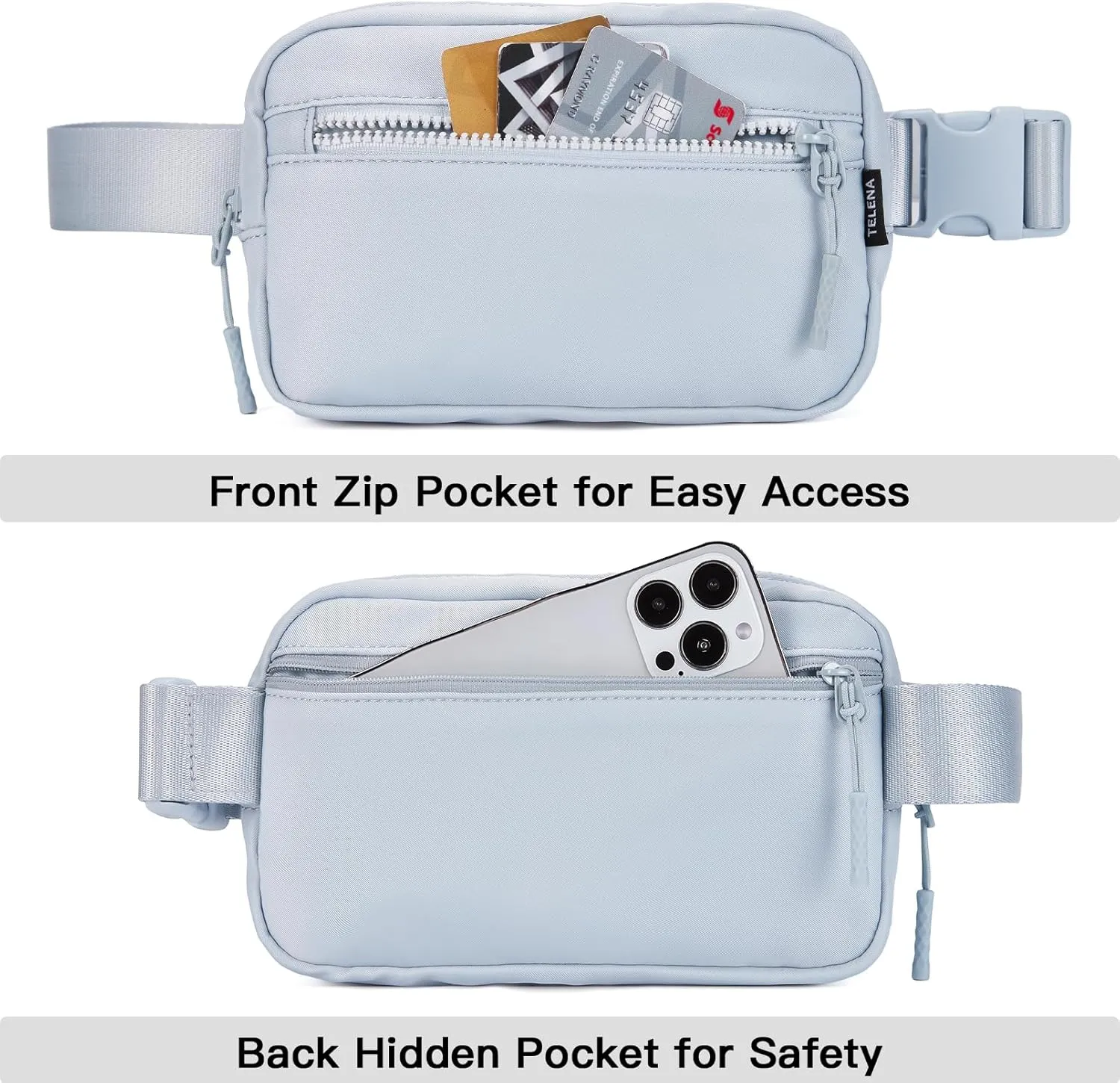 Telena Fanny Packs Crossbody Belt Bag Cross Body Bag Fashionable for Women with Adjustable Strap Light Grey