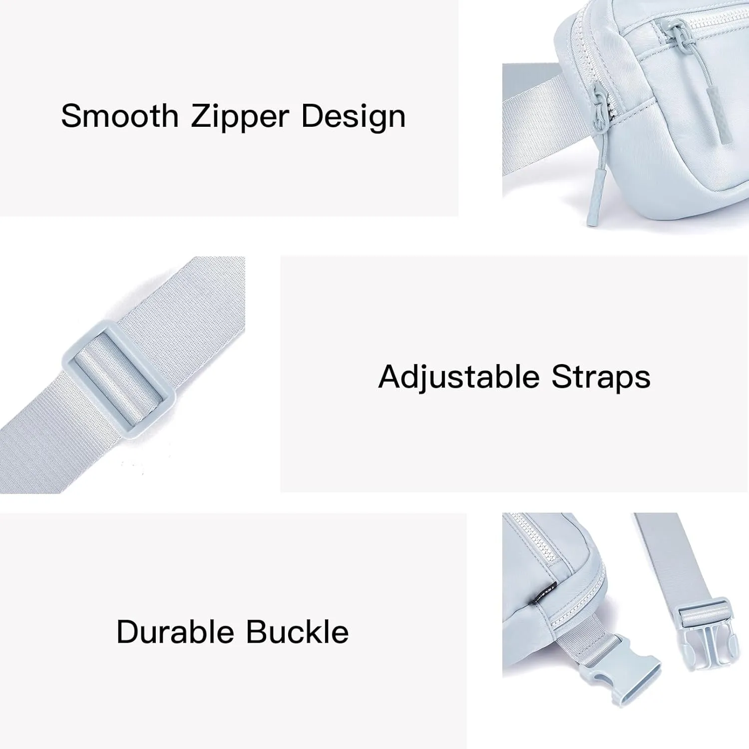 Telena Fanny Packs Crossbody Belt Bag Cross Body Bag Fashionable for Women with Adjustable Strap Light Grey