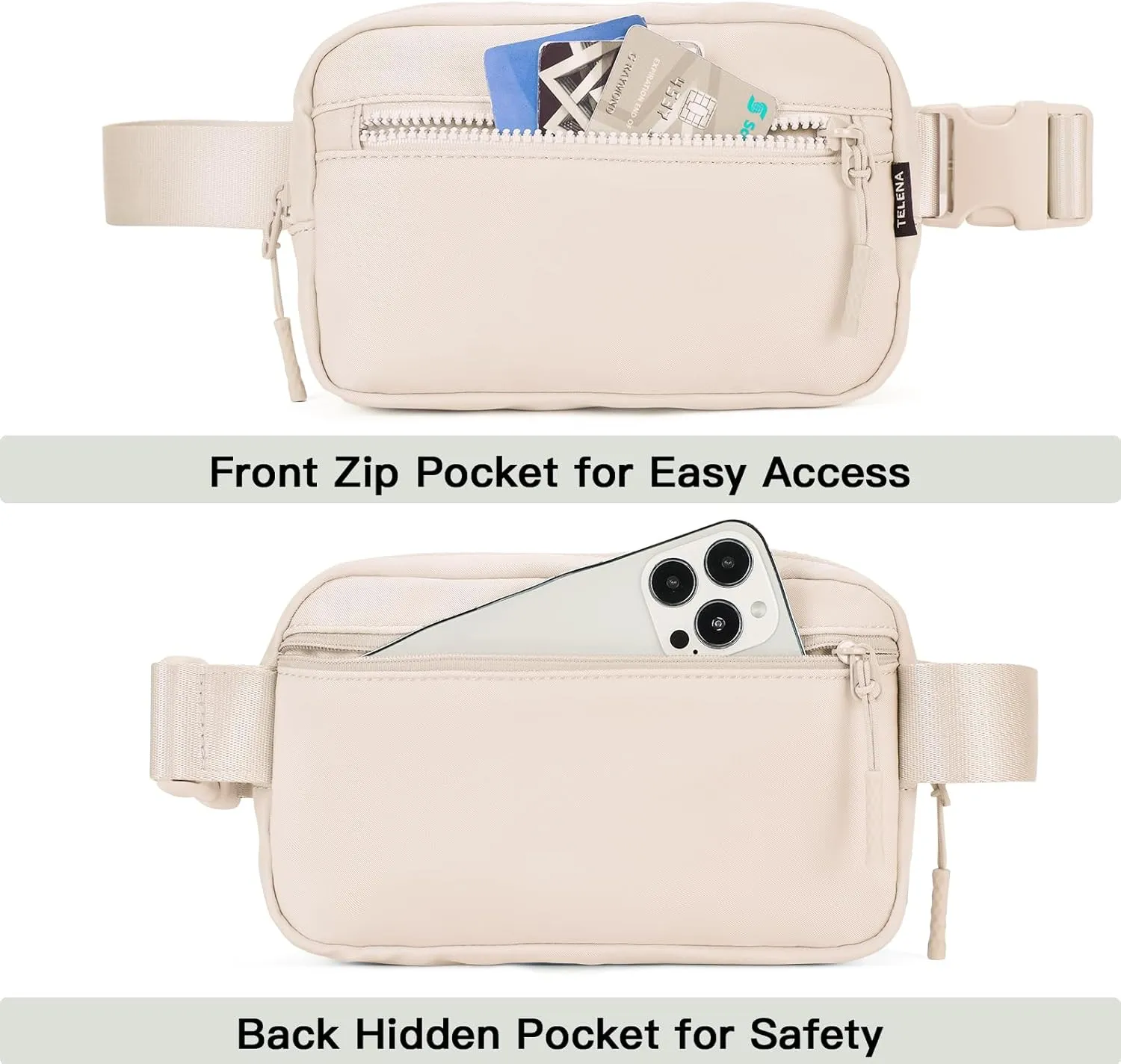 Telena Fanny Packs Crossbody Belt Bag Cross Body Bag Fashionable for Women with Adjustable Strap White