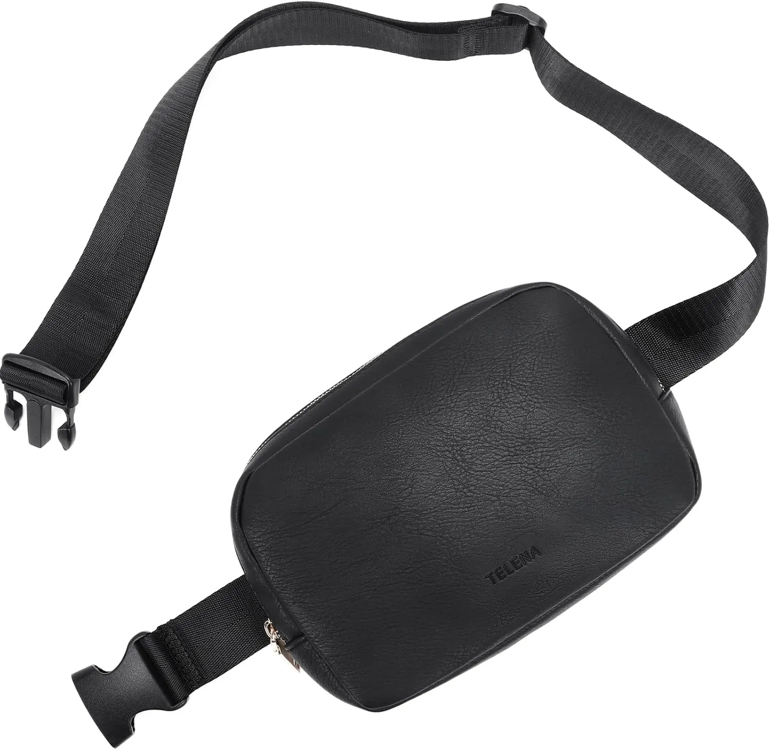 Telena Leather Belt Bag for Women Fashionable Fanny Packs Cross Body Bag Waist Pack Black
