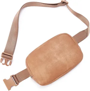 Telena Leather Belt Bag for Women Fashionable Fanny Packs Cross Body Bag Waist Pack Camel Brown