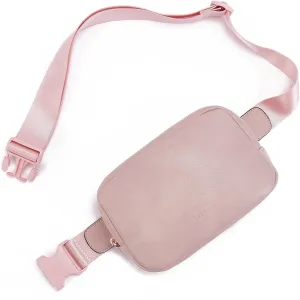 Telena Leather Belt Bag for Women Fashionable Fanny Packs Cross Body Bag Waist Pack Dusty Pink
