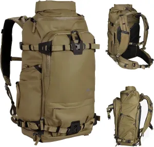 Tenzing 30L Water Resistant Large Travel Camera Backpack 14 inch Laptop Compartment with Rain Cover Fits DSLR, DSLR Cameras, Drone, Lenses,Tripod Brown