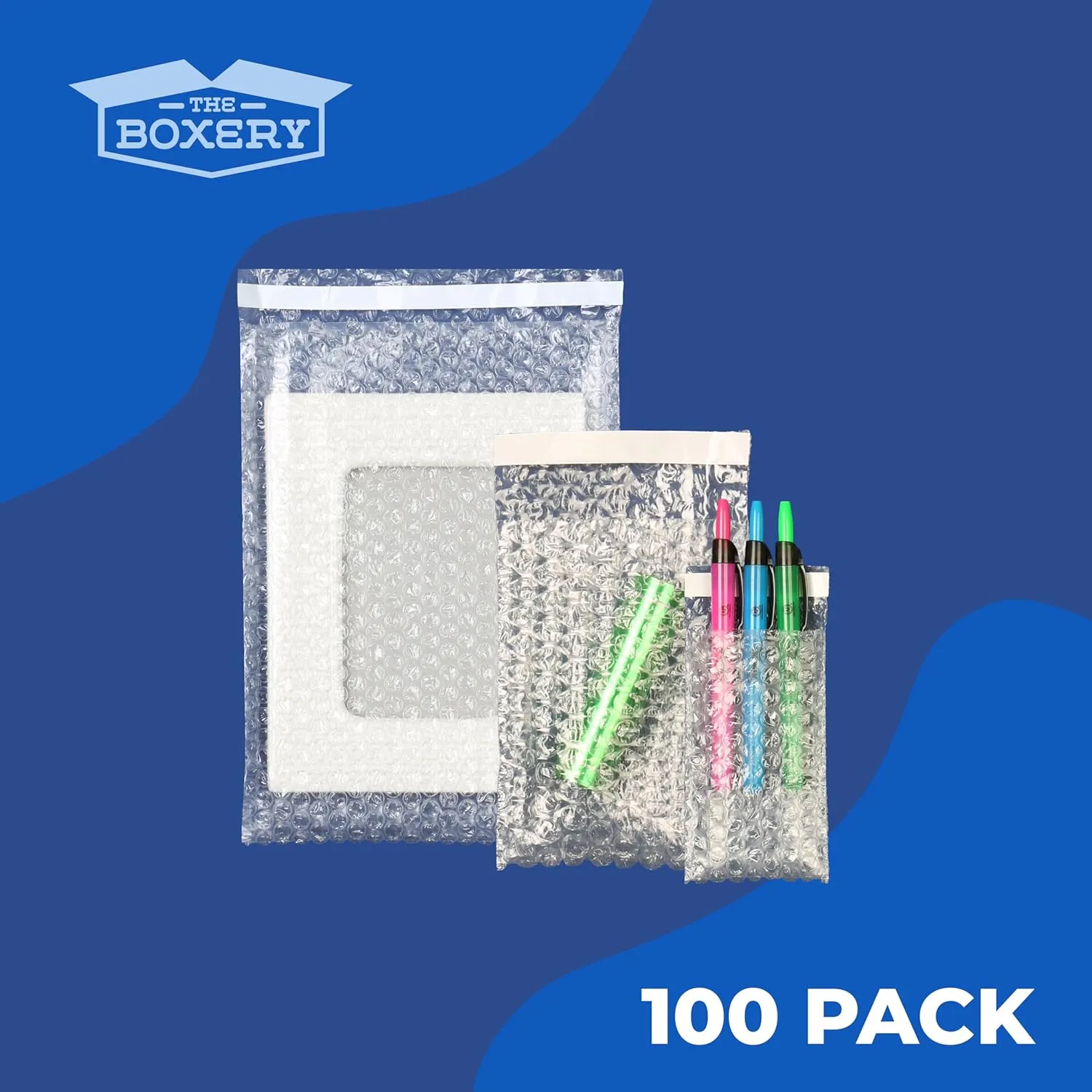 The Boxery 8x11.5" Clear Self-Sealing Bubble Out Bag Pouches -100 Pack- Bubble Cushion Wrap Bags for Packing, Storage, Moving, and Shipping fragile items