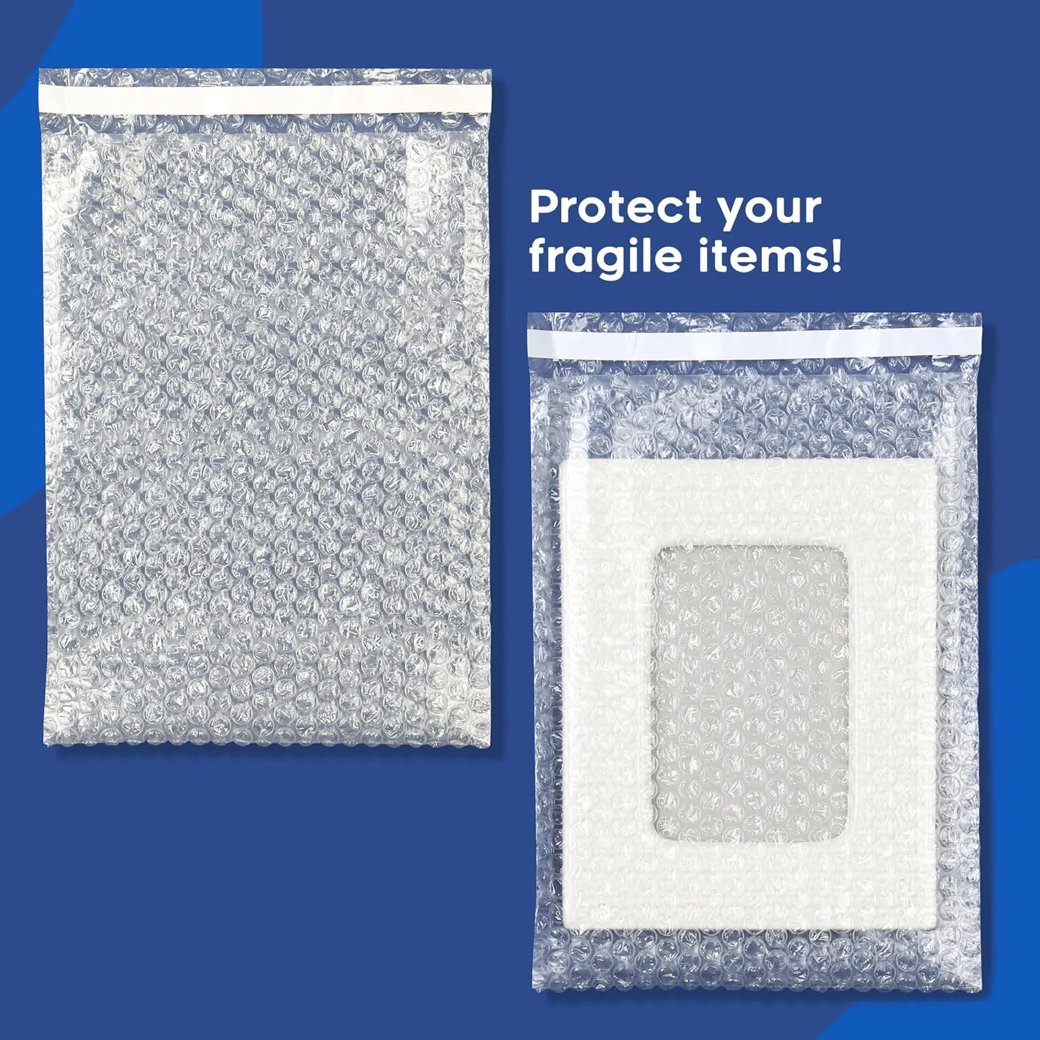 The Boxery 8x11.5" Clear Self-Sealing Bubble Out Bag Pouches -50 Pack- Bubble Cushion Wrap Bags for Packing, Storage, Moving, and Shipping fragile items