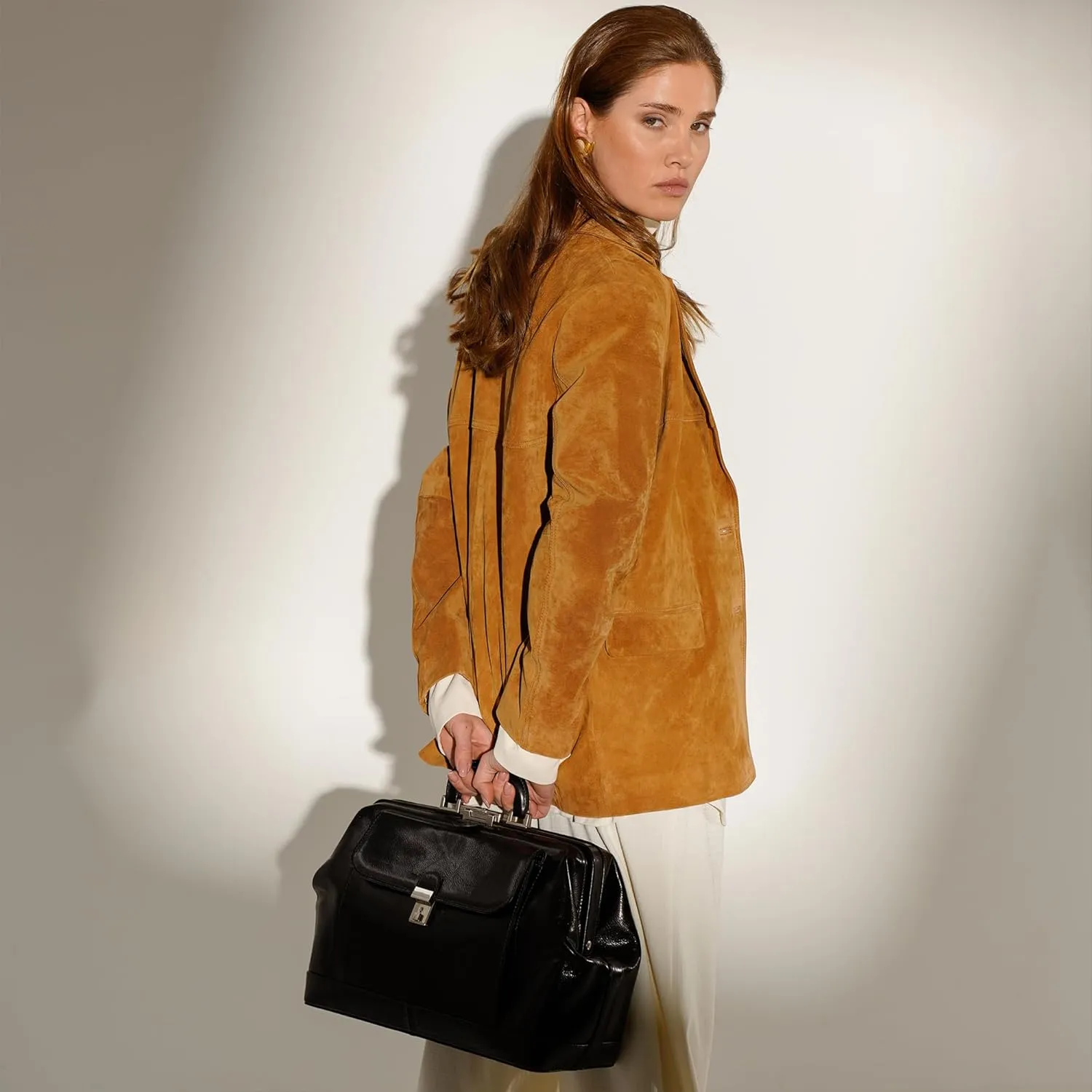 Time Resistance Leather Doctor Bag - Top Handle Bag - Medical Briefcase - Gladstone Handbag