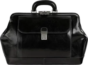 Time Resistance Leather Doctor Bag - Top Handle Bag - Medical Briefcase - Gladstone Handbag