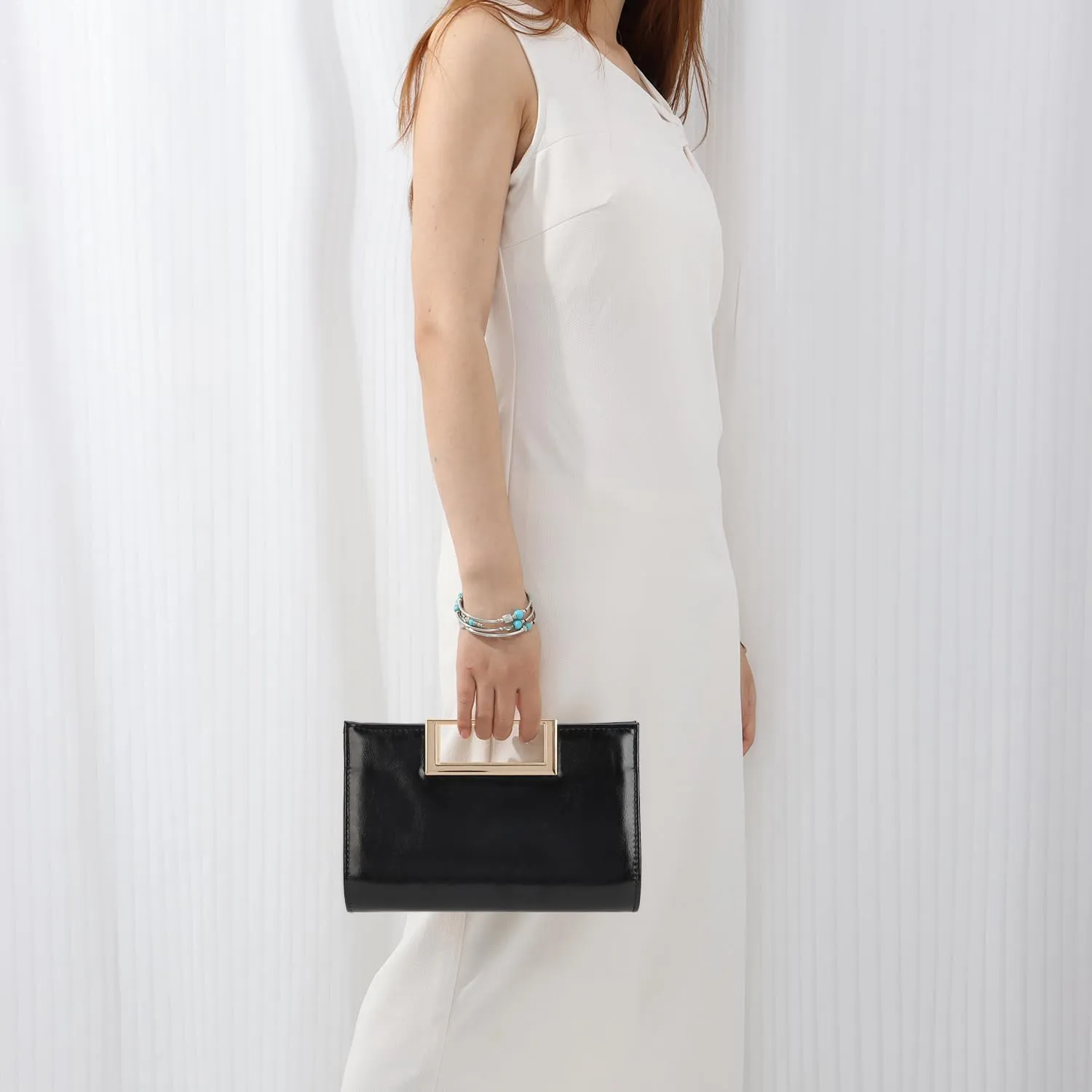 Top Handle Clutch Purse for Women Elegant Evening Bag Fashion Handbags for Formal Wedding Prom With Chain